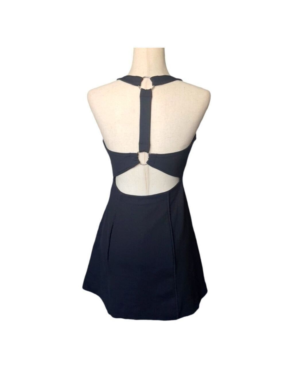 FP Black Zip Halter Dress Ladies XS Open Back Mini - Picture 4 of 10